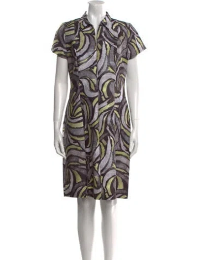 Pre-owned Leggiadro Printed Knee-length Dress In Gray