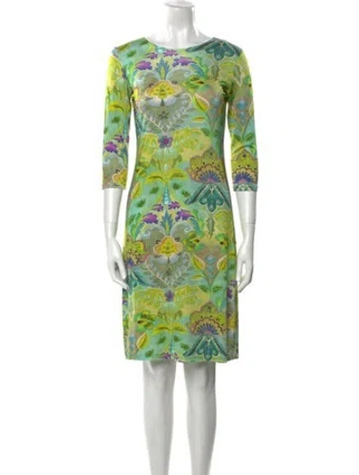 Pre-owned Leggiadro Printed Knee-length Dress In Green