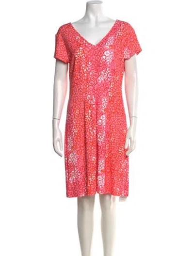Pre-owned Leggiadro Printed Knee-length Dress In Orange