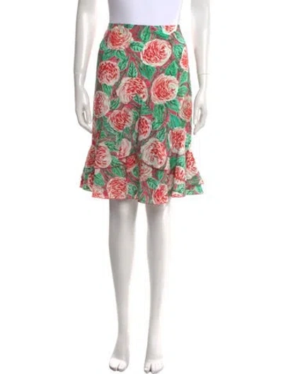 Pre-owned Leggiadro Printed Knee-length Skirt W/ Tags In Green