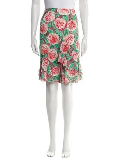 Pre-owned Leggiadro Printed Knee-length Skirt W/ Tags In Green