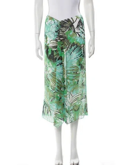 Pre-owned Leggiadro Printed Midi Length Skirt W/ Tags In Green