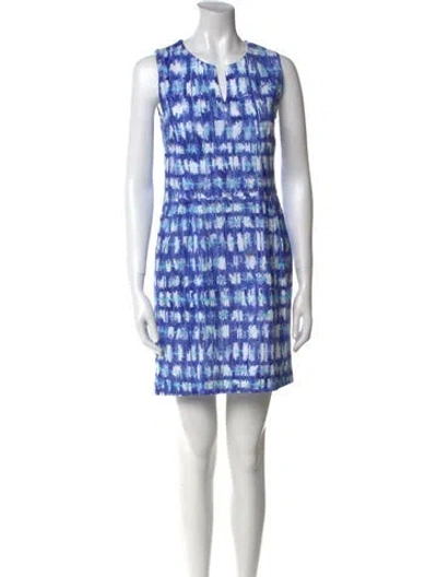 Pre-owned Leggiadro Printed Mini Dress In Blue