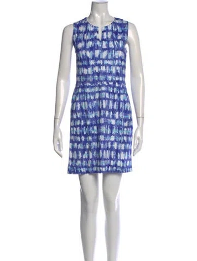 Pre-owned Leggiadro Printed Mini Dress In Blue