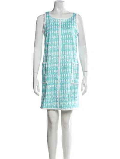 Pre-owned Leggiadro Printed Mini Dress In Blue