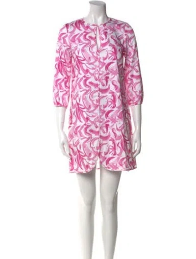 Pre-owned Leggiadro Printed Mini Dress In Pink