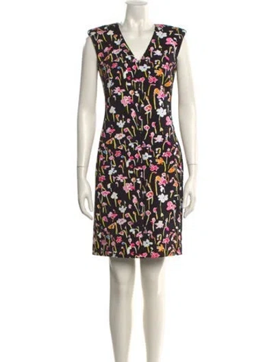 Pre-owned Leggiadro Printed Mini Dress W/ Tags In Black