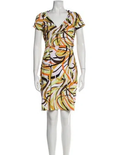 Pre-owned Leggiadro Printed Mini Dress In White