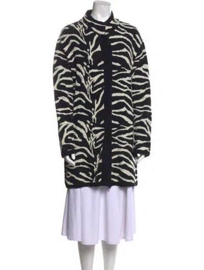 Pre-owned Leggiadro Printed Mock Neck Sweater In Black