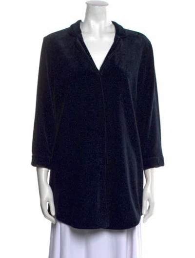 Pre-owned Leggiadro Printed Mock Neck Tunic In Blue