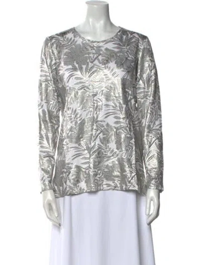 Pre-owned Leggiadro Printed Scoop Neck Sweatshirt W/ Tags In White