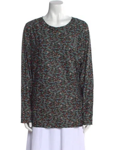 Pre-owned Leggiadro Printed Scoop Neck Top W/ Tags In Black