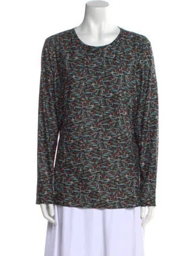 Pre-owned Leggiadro Printed Scoop Neck Top W/ Tags In Black