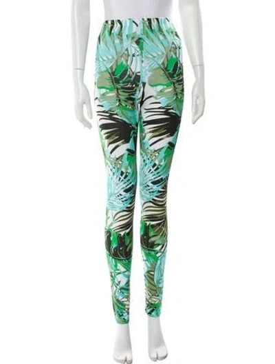 Pre-owned Leggiadro Printed Skinny Leg Pants W/ Tags In Green