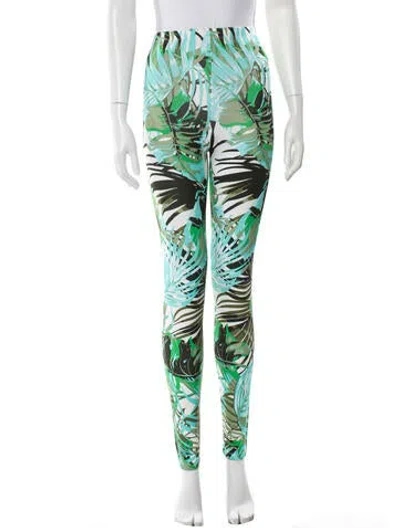 Pre-owned Leggiadro Printed Skinny Leg Pants W/ Tags In Green