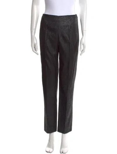 Pre-owned Leggiadro Printed Straight Leg Pants In Black