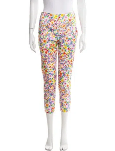 Pre-owned Leggiadro Printed Straight Leg Pants W/ Tags In Pink