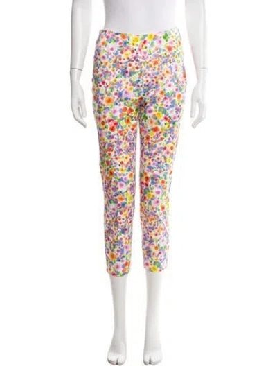 Pre-owned Leggiadro Printed Straight Leg Pants W/ Tags In Pink