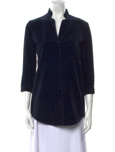 Pre-owned Leggiadro Printed Three-quarter Sleeve Tunic In Blue