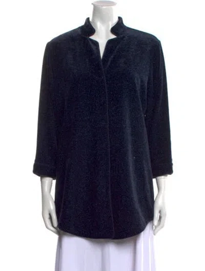 Pre-owned Leggiadro Printed Three-quarter Sleeve Tunic In Blue