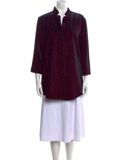 Pre-owned Leggiadro Printed Three-quarter Sleeve Tunic In Purple