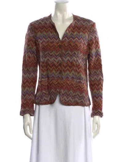 Pre-owned Leggiadro Printed V-neck Sweater In Multi