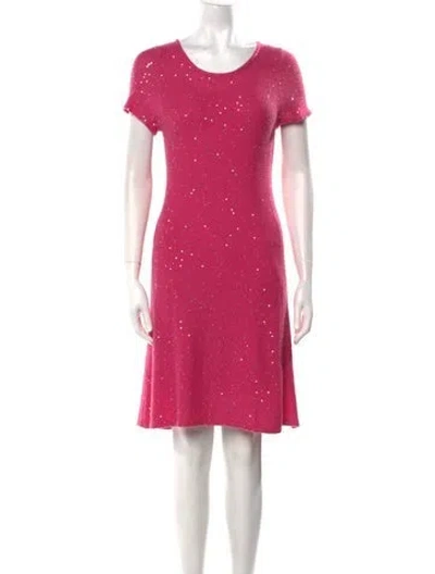 Pre-owned Leggiadro Scoop Neck Knee-length Dress In Pink