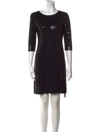 Pre-owned Leggiadro Scoop Neck Mini Dress In Black