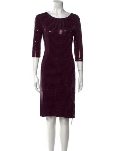 Pre-owned Leggiadro Scoop Neck Mini Dress In Burgundy