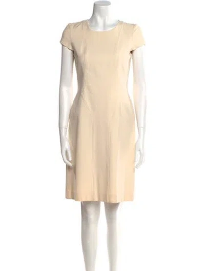 Pre-owned Leggiadro Scoop Neck Mini Dress In Neutral