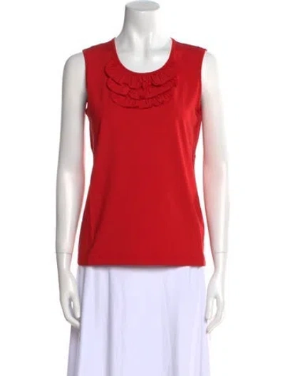 Pre-owned Leggiadro Scoop Neck Sleeveless Top W/ Tags In Red