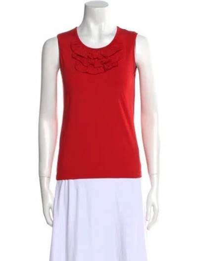 Pre-owned Leggiadro Scoop Neck Sleeveless Top W/ Tags In Red