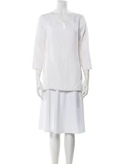 Pre-owned Leggiadro Scoop Neck Three-quarter Sleeve Top In Neutral