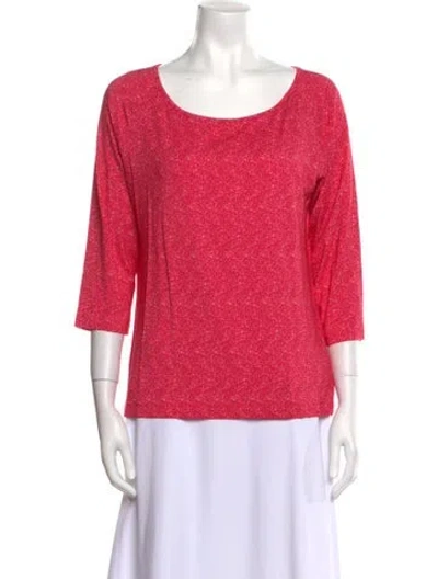 Pre-owned Leggiadro Scoop Neck Three-quarter Sleeve Top In Pink