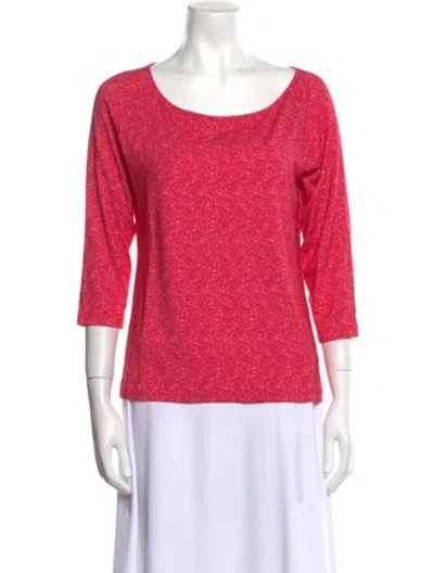 Pre-owned Leggiadro Scoop Neck Three-quarter Sleeve Top In Pink