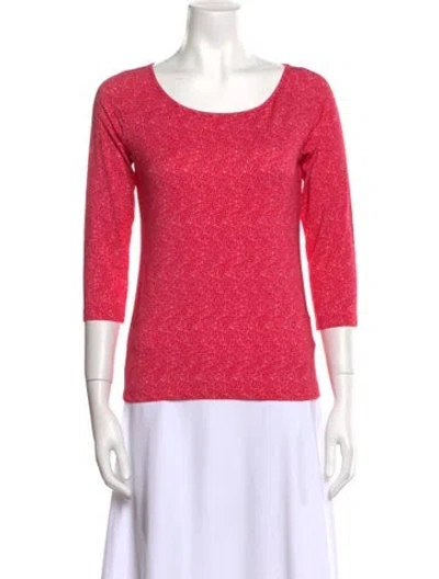 Pre-owned Leggiadro Scoop Neck Three-quarter Sleeve Top In Pink