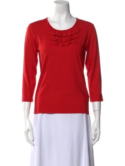 Pre-owned Leggiadro Scoop Neck Three-quarter Sleeve T-shirt W/ Tags In Red