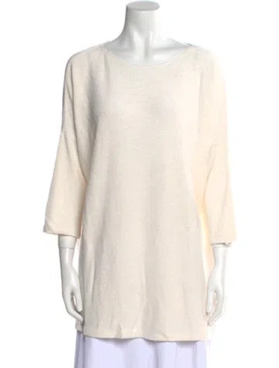 Pre-owned Leggiadro Scoop Neck Three-quarter Sleeve Tunic W/ Tags In Neutral