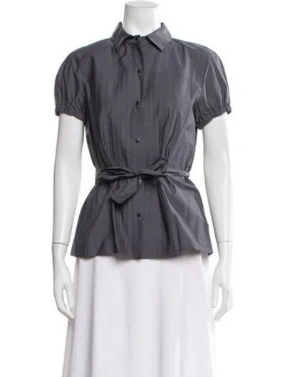 Pre-owned Leggiadro Short Sleeve Blouse W/ Tags In Gray