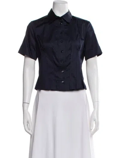 Pre-owned Leggiadro Short Sleeve Button-up Top W/ Tags In Blue