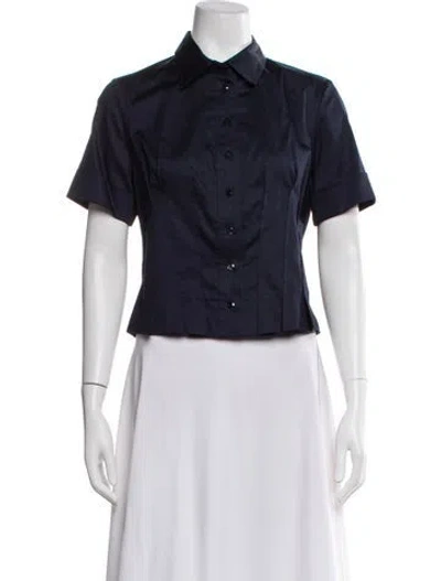 Pre-owned Leggiadro Short Sleeve Button-up Top W/ Tags In Blue