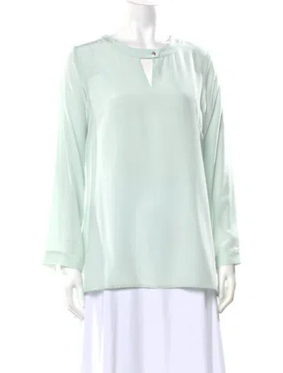 Pre-owned Leggiadro Silk Asymmetrical Blouse W/ Tags In Blue