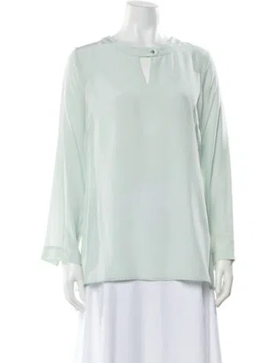 Pre-owned Leggiadro Silk Crew Neck Blouse W/ Tags In Blue