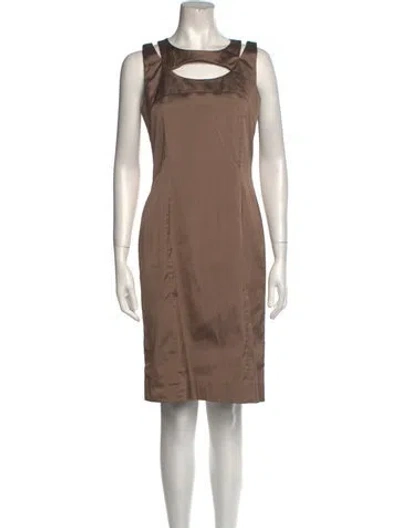 Pre-owned Leggiadro Silk Knee-length Dress In Brown