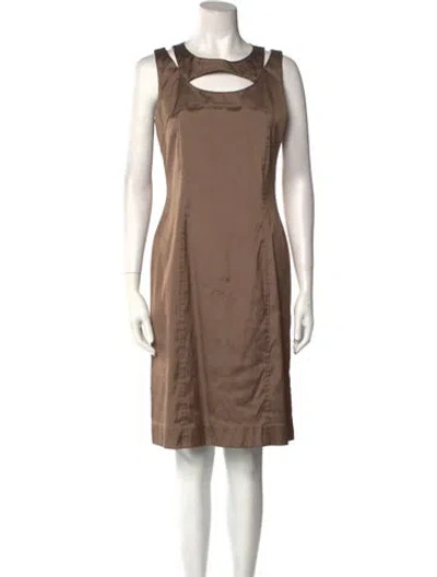 Pre-owned Leggiadro Silk Knee-length Dress In Brown
