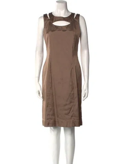 Pre-owned Leggiadro Silk Knee-length Dress In Brown