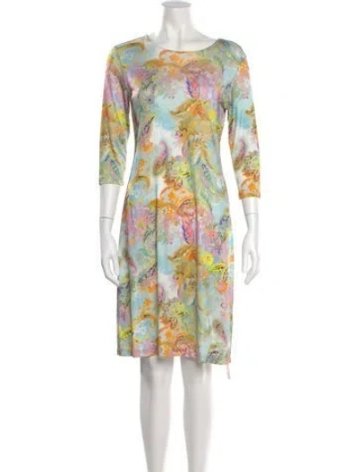 Pre-owned Leggiadro Silk Knee-length Dress W/ Tags In Blue