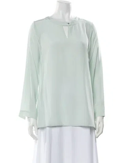 Pre-owned Leggiadro Silk Long Sleeve Blouse W/ Tags In Blue