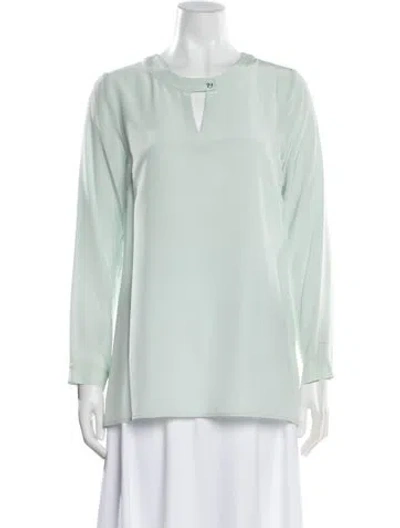 Pre-owned Leggiadro Silk Long Sleeve Blouse W/ Tags In Blue