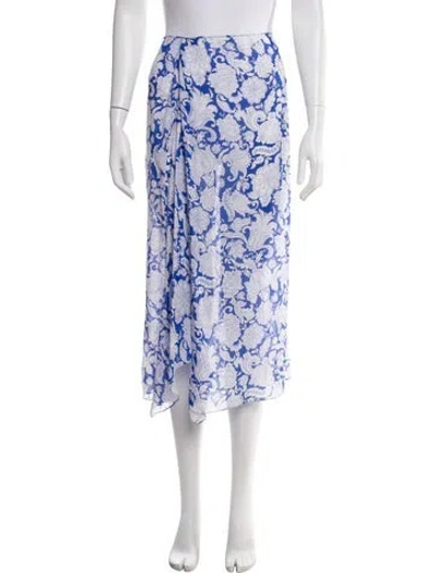 Pre-owned Leggiadro Silk Midi Length Skirt W/ Tags In Blue